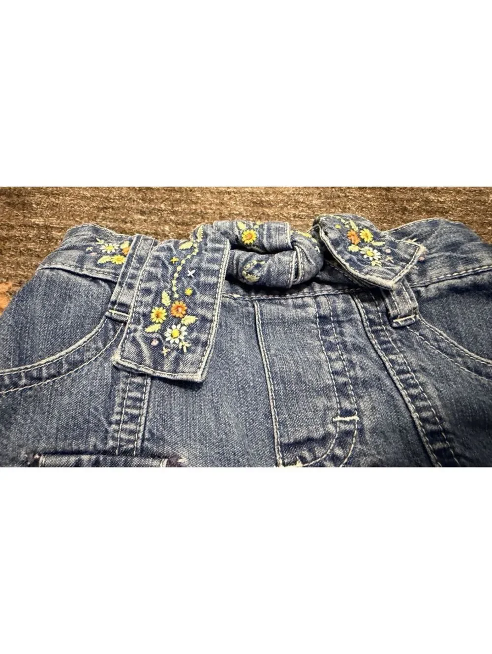 Vintage OshKosh Denim Embroidered Skort Girls 12-18 Months